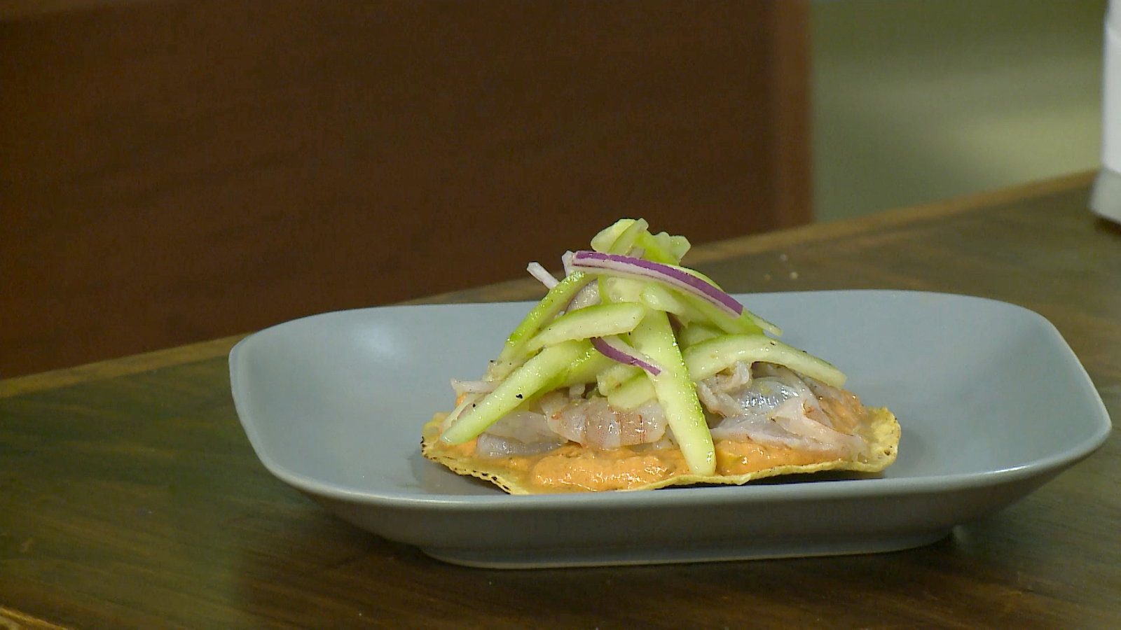 Tostadas de marlin con camarones